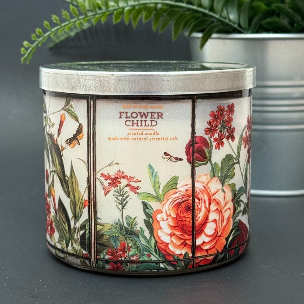 BBW Flowerchild Bath & Body Works 3 Wick Candle